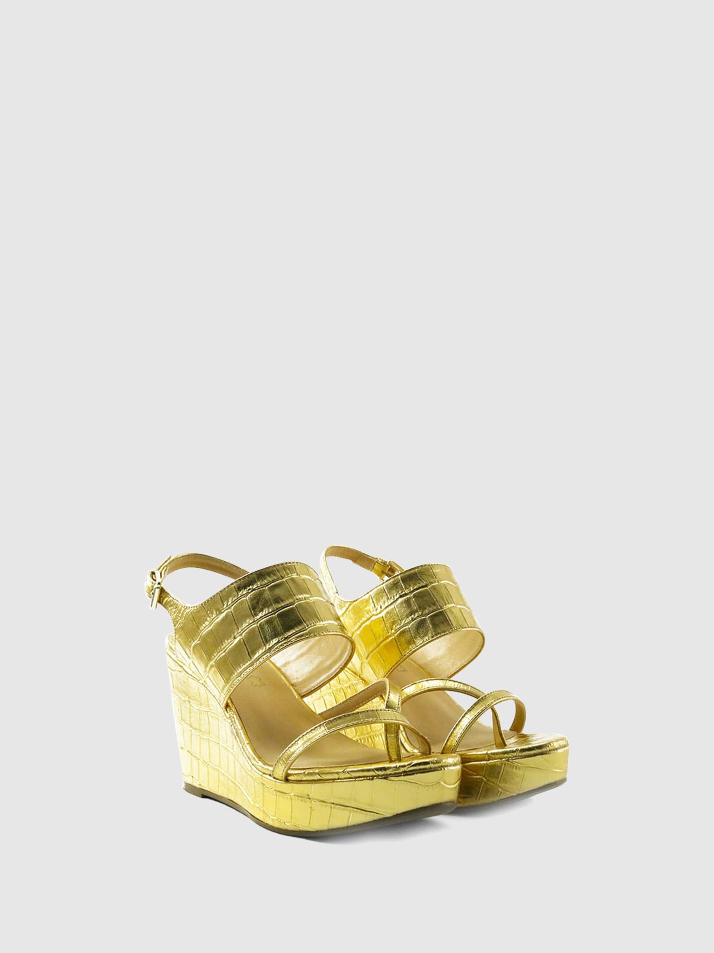 PARODI SHOES Sandálias de Cunha 60/4761CROCO/ORO Gold